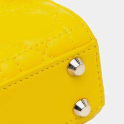 Dior Yellow Micro Lambskin Cannage Lady Dior