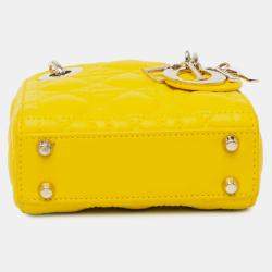 Dior Yellow Micro Lambskin Cannage Lady Dior