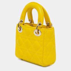 Dior Yellow Micro Lambskin Cannage Lady Dior