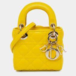 Dior Yellow Micro Lambskin Cannage Lady Dior