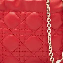 Pre Owned Dior Red Cannage Leather Mini Milly Chain Bag