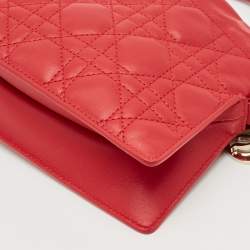 Pre Owned Dior Red Cannage Leather Mini Milly Chain Bag