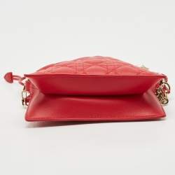 Pre Owned Dior Red Cannage Leather Mini Milly Chain Bag