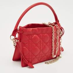 Pre Owned Dior Red Cannage Leather Mini Milly Chain Bag