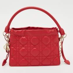 Pre Owned Dior Red Cannage Leather Mini Milly Chain Bag