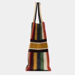 Dior Yellow Large Striped Book Tote