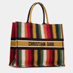 Dior Yellow Large Striped Book Tote