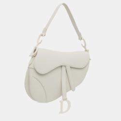 Dior White Ultra Matte Calfskin Saddle Bag