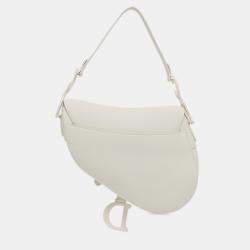 Dior White Ultra Matte Calfskin Saddle Bag