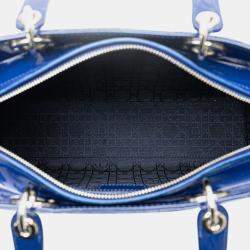 Dior Navy Blue Large Patent Cannage Lady Dior