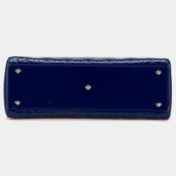 Dior Navy Blue Large Patent Cannage Lady Dior