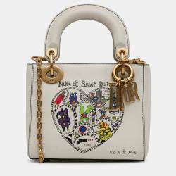 Dior White Niki de Saint Phalle Mini Calfskin Lady Dior