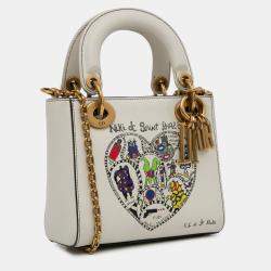 Dior White Niki de Saint Phalle Mini Calfskin Lady Dior