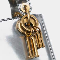 Dior Silver Mini Metallic Glazed Calfskin Lady Dior