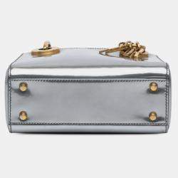 Dior Silver Mini Metallic Glazed Calfskin Lady Dior