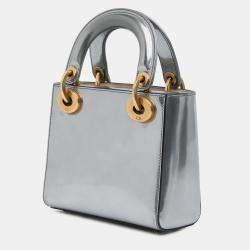 Dior Silver Mini Metallic Glazed Calfskin Lady Dior