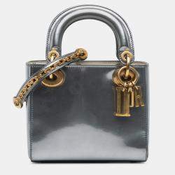 Dior Silver Mini Metallic Glazed Calfskin Lady Dior