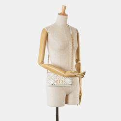 Dior White Mini Calfskin Macrocannage Lucky Star Caro Bag