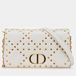 Dior White Mini Calfskin Macrocannage Lucky Star Caro Bag