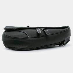 Dior Black Kim Jones Grained Calfskin Saddle Bag