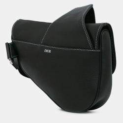Dior Black Kim Jones Grained Calfskin Saddle Bag