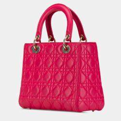Dior Pink Medium Lambskin Cannage Lady Dior