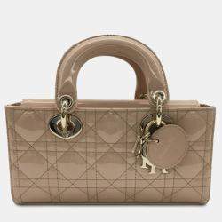 Dior Brown Small Patent Cannage Lady D-Joy