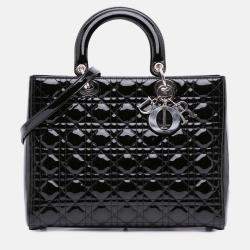 Dior Black Large Patent Cannage Lady Dior