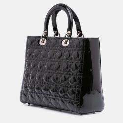 Dior Black Large Patent Cannage Lady Dior