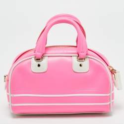 Dior Pink/White Leather and Rubber Micro Dior Vibe Bowling Bag