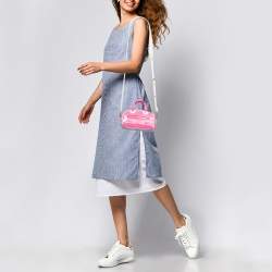 Dior Pink/White Leather and Rubber Micro Dior Vibe Bowling Bag