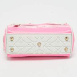 Dior Pink/White Leather and Rubber Micro Dior Vibe Bowling Bag