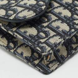 Dior Navy Blue Oblique Canvas and Leather Saddle Pouch Belt Bag