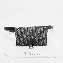 Dior Navy Blue Oblique Canvas and Leather Saddle Pouch Belt Bag