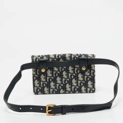 Dior Navy Blue Oblique Canvas and Leather Saddle Pouch Belt Bag