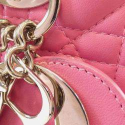 Dior Lady Dior Pink Cannage Leather Handbag