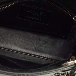 Pre Owned Dior Black Crackled Leather Mini Jeweled Swan Lady Dior Tote