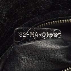 Pre Owned Dior Black Crackled Leather Mini Jeweled Swan Lady Dior Tote