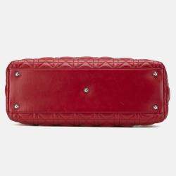 Dior Red Large Lambskin Cannage Lady Dior
