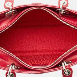 Dior Red Large Lambskin Cannage Lady Dior