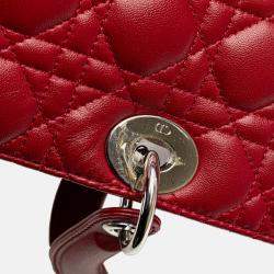 Dior Red Large Lambskin Cannage Lady Dior