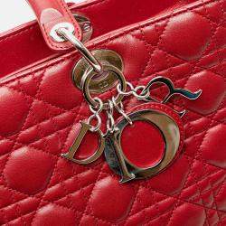 Dior Red Large Lambskin Cannage Lady Dior