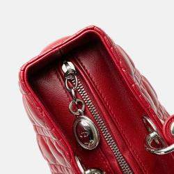 Dior Red Large Lambskin Cannage Lady Dior