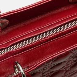 Dior Red Large Lambskin Cannage Lady Dior