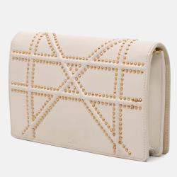 Dior White Small Lambskin Studded Diorama Crossbody