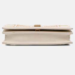 Dior White Small Lambskin Studded Diorama Crossbody