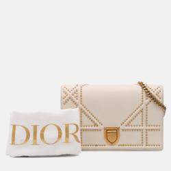 Dior White Small Lambskin Studded Diorama Crossbody