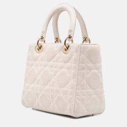 Dior White Medium Mesh Cannage Lady Dior