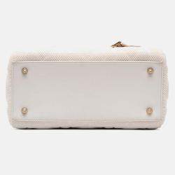 Dior White Medium Mesh Cannage Lady Dior