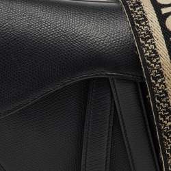 Dior Black Leather Mini Saddle Bag